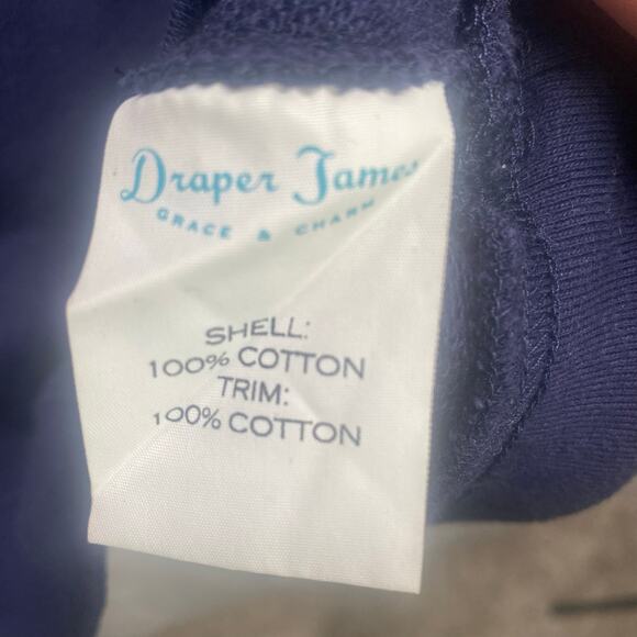 Draper James Top Small Darlin' Navy Spellout Blue 3/4 Sleeve Sweatshirt Preppy‎ - Picture 12 of 14
